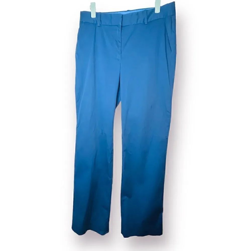 J.Crew Factory Boot Cut Flat Front Casual Cotton Pants Royal Blue 8